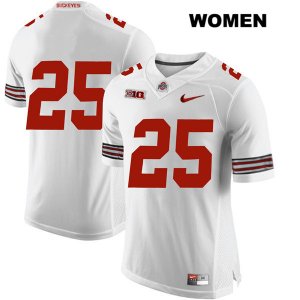 Women's NCAA Ohio State Buckeyes Mike Weber #25 College Stitched No Name Authentic Nike White Football Jersey BX20U46NJ